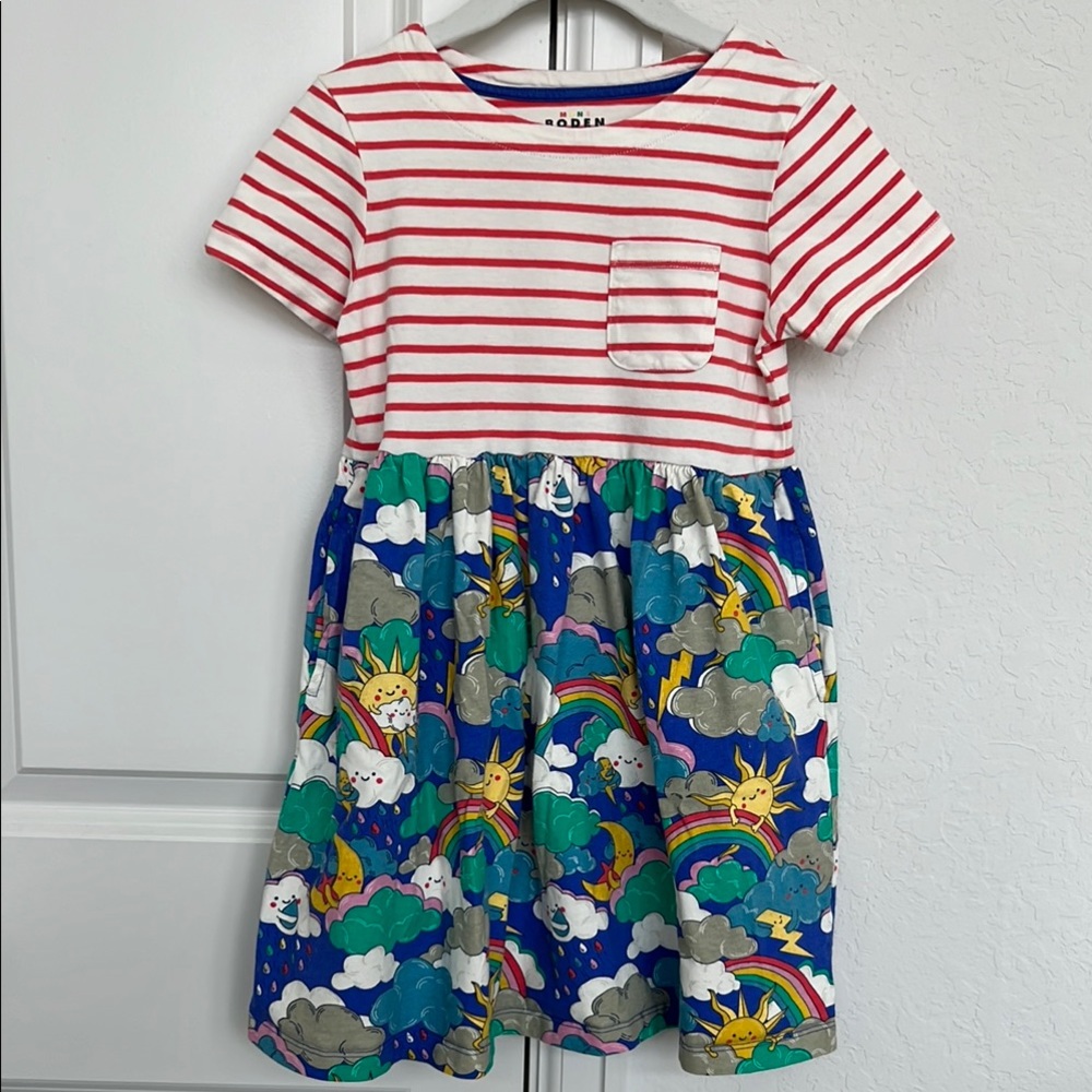 Mini Boden Red and White Rainbow T-shirt dress